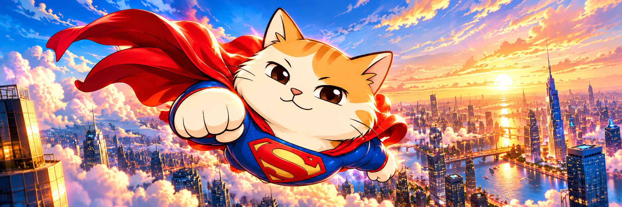 Cooper flying over the city